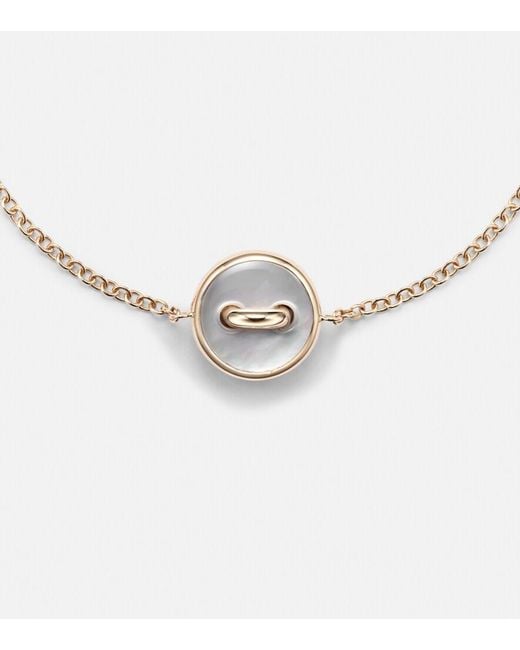 Pomellato Metallic Pom Pom Dot 18Kt Rose Chain Bracelet With Diamonds And Mother Of Pearl
