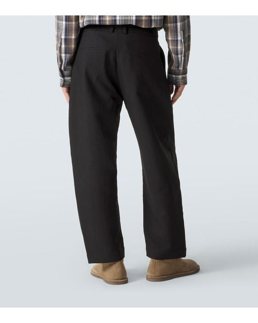Studio Nicholson Black Tuck Cotton-Blend Tapered Pants for men