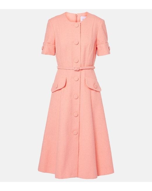 Carolina Herrera Pink Cotton And Linen-Blend Midi Dress