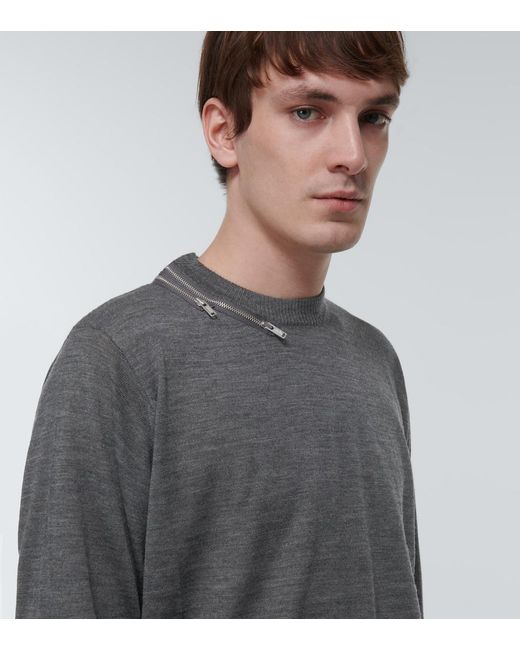Undercover Gray Embellished Wool Sweater for men