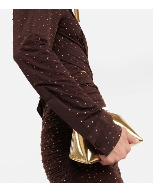 Alex Perry Brown Bligh Crystal-embellished Jersey Top