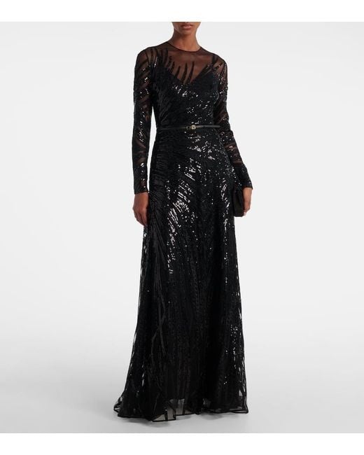 Elie Saab Black Embellished Gown