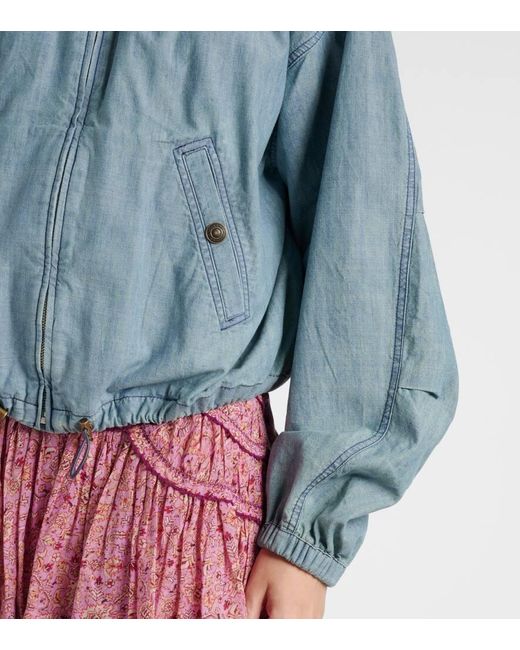 Isabel Marant Blue Plume Chambray Bomber Jacket