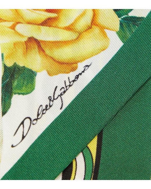Foulard in seta con stampa floreale di Dolce & Gabbana in Yellow