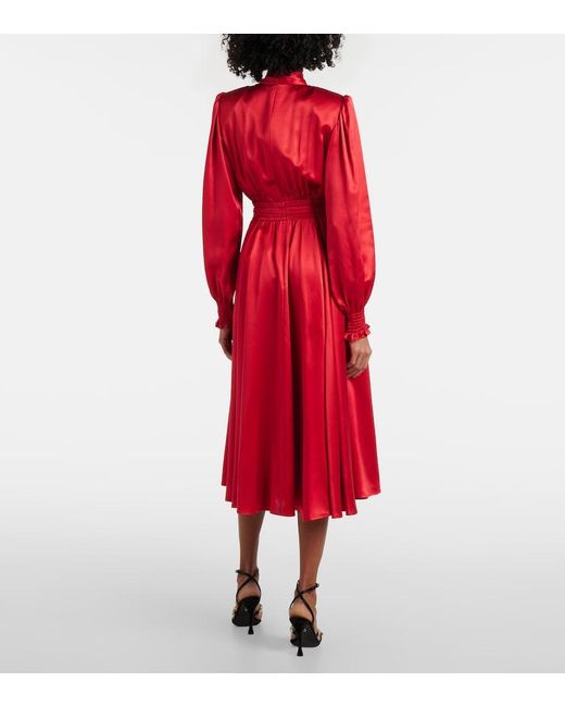 Dolce & Gabbana Red Silk Satin Shirt Dress