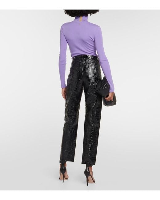 Victoria Beckham Black High-Rise Leather Leggings