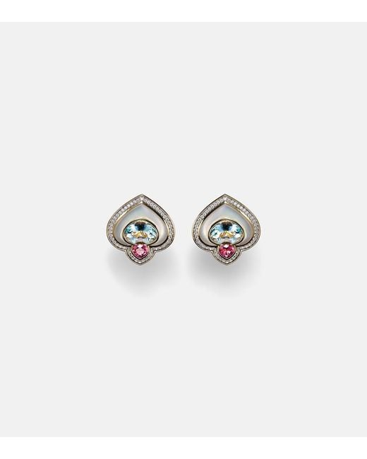 Marina B White Popillia 18Kt Clip-On Earrings With Gemstones