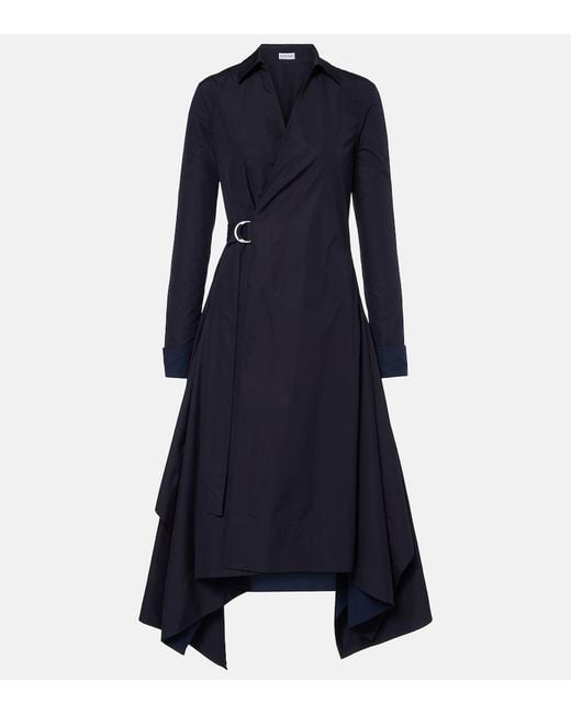 Loewe Blue Draped Cotton Wrap Dress