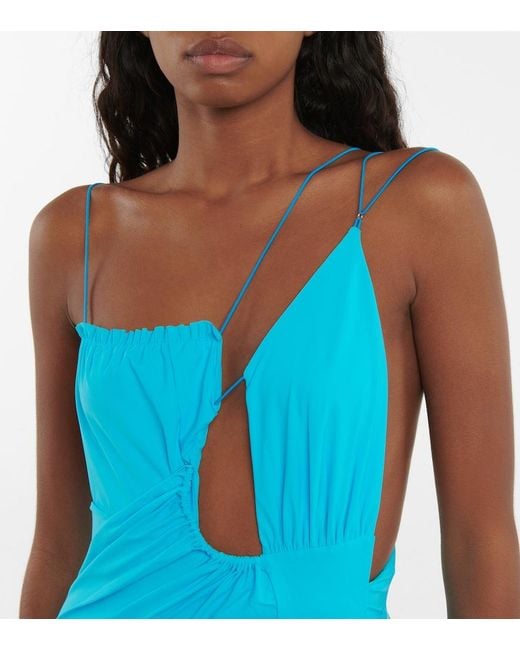 Nensi Dojaka Blue Cutout Swimsuit
