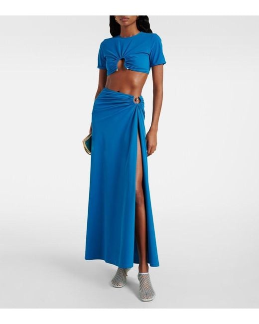 Christopher Esber Blue Crescent Gathered Crop Top