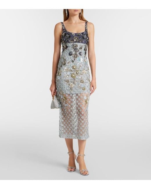 La Fuori Gray Nyx Bloom Aurora Embellished Cocktail Dress