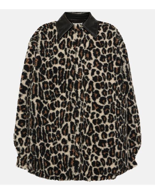 Maison Margiela Black Leopard-print Faux Fur Shirt