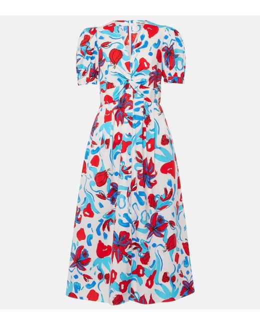 Diane von Furstenberg White Heather Floral Cotton-Blend Midi Dress