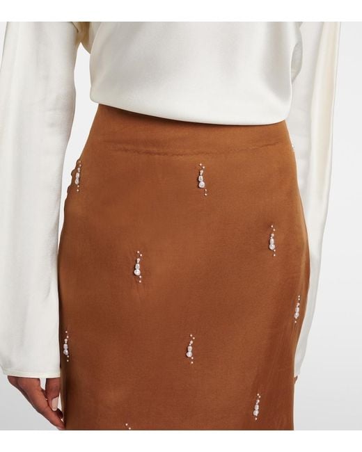 Rohe Brown Embellished Silk Organza Midi Skirt