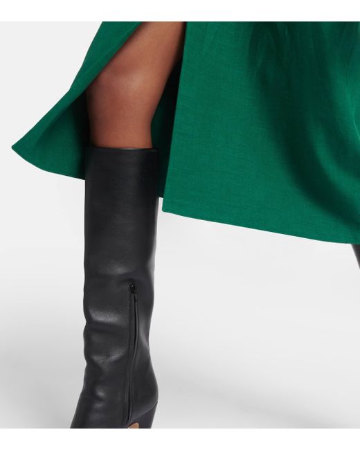 Loro Piana Green Linen And Wool Midi Skirt