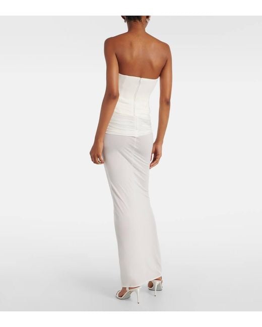 Vestido Con Corse De Crepe Drapeado Alex Perry de color White