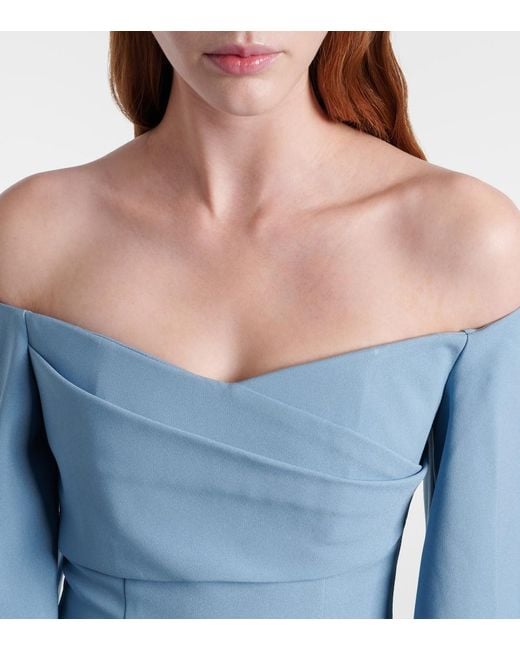 Solace London Blue Rina Crepe And Satin Gown