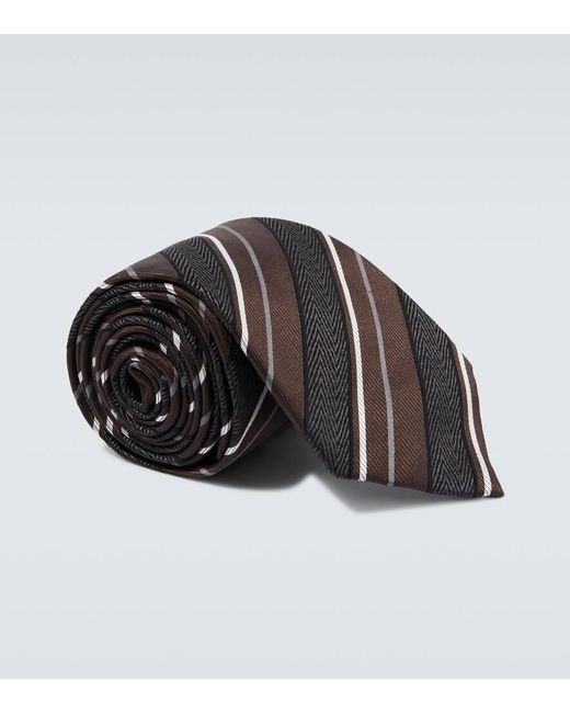 Brioni Black Striped Silk-Blend Tie for men