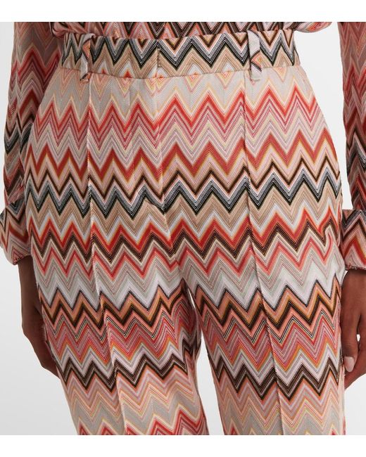 Missoni Pink Zigzag Cotton-Blend Straight Pants