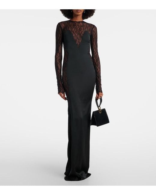 The New Arrivals Ilkyaz Ozel Black Silk Lace Gown