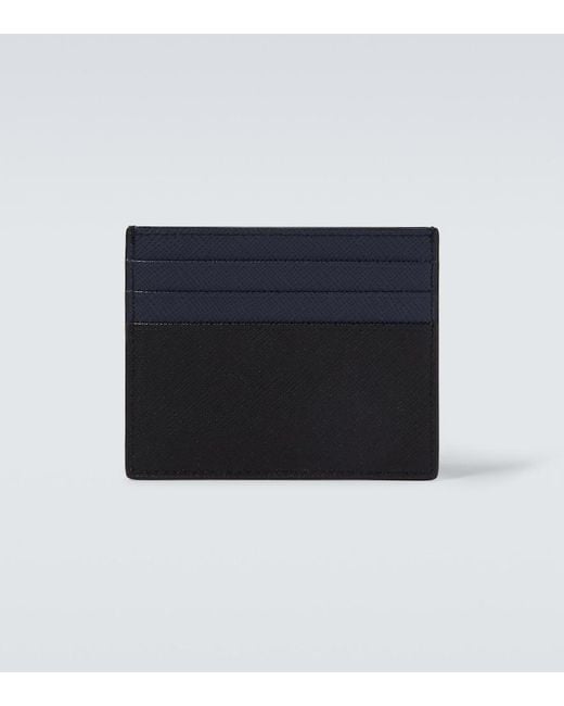 Prada Blue Saffiano Leather Card Holder for men