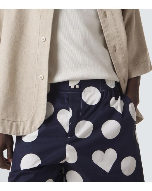 Jacquemus Blue Calecon Polka-Dot Cotton Poplin Shorts for men