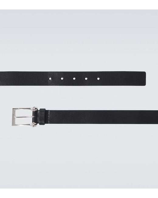 McQueen Black Twin Skull Leather Belt for men