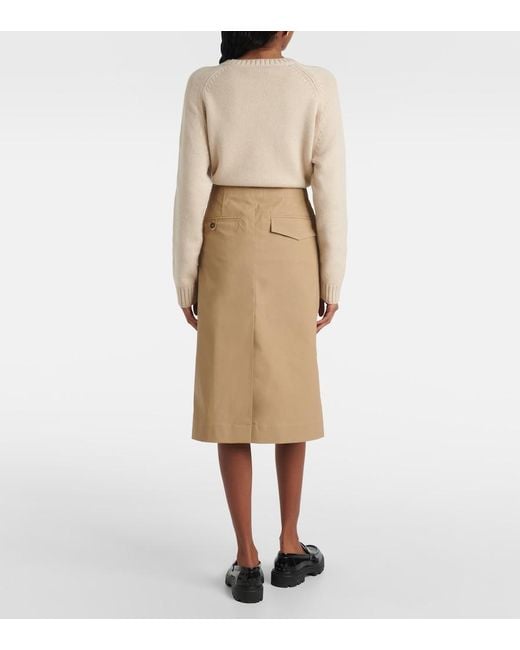 Tod's Natural Tie-Detail Coated Cotton Midi Skirt