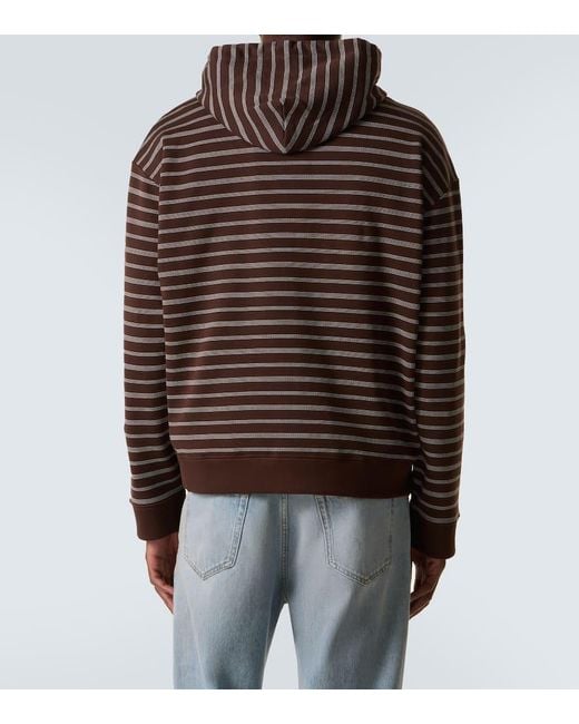 Sweat-Shirt A Capuche Raye En Coton Miu Miu pour homme en coloris Brown