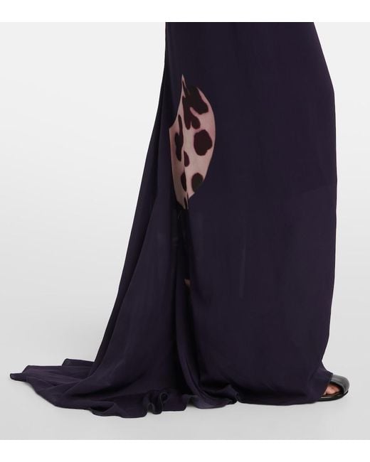 Dries Van Noten Blue Printed Maxi Skirt