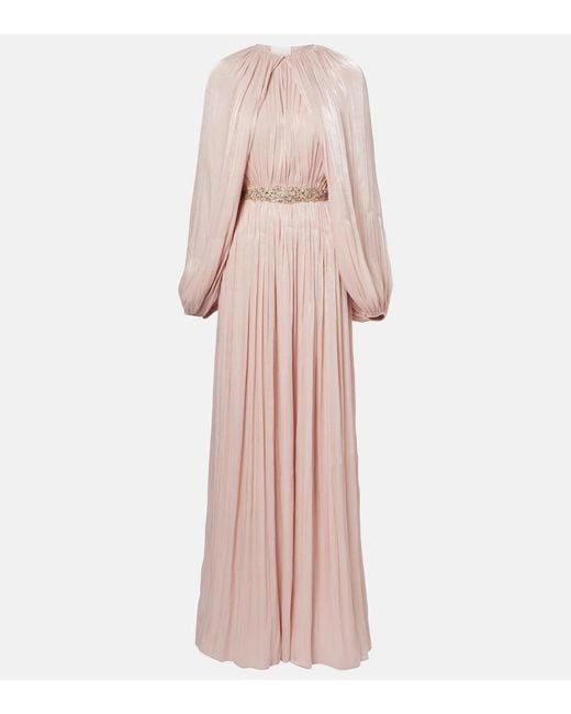Costarellos Pink Jazmin Georgette Lame Gown