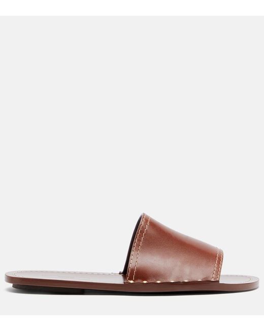 Totême  Brown Studded Leather Slides