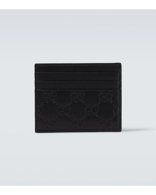 Gucci Black Gg Emblem Leather Card Holder for men