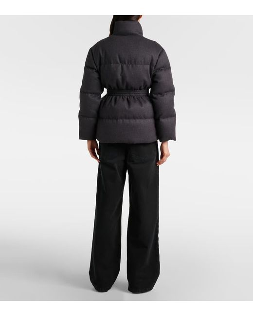 Prada Black Daunenjacke Aus Schurwolle Mit Leder