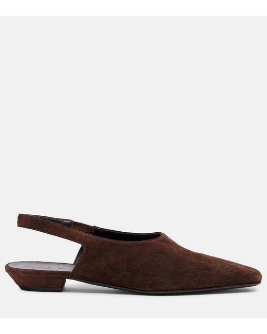 Khaite Brown Cecilia Suede Slingback Flats