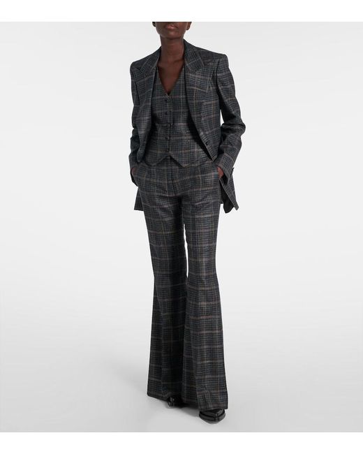 Gabriela Hearst Gray Rhein Checked Wool And Silk Flared Pants