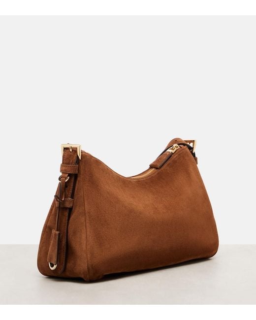 Prada Brown Aimee Medium Suede Shoulder Bag