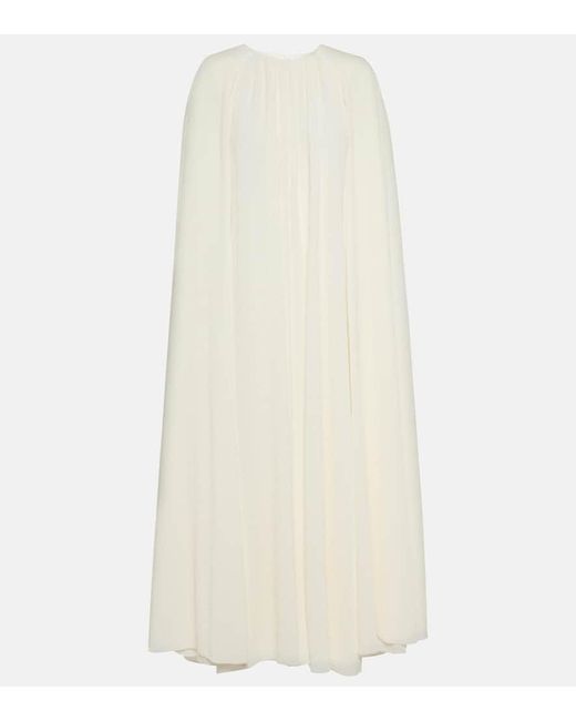 Emilia Wickstead White Bridal Olivette Caped Midi Dress