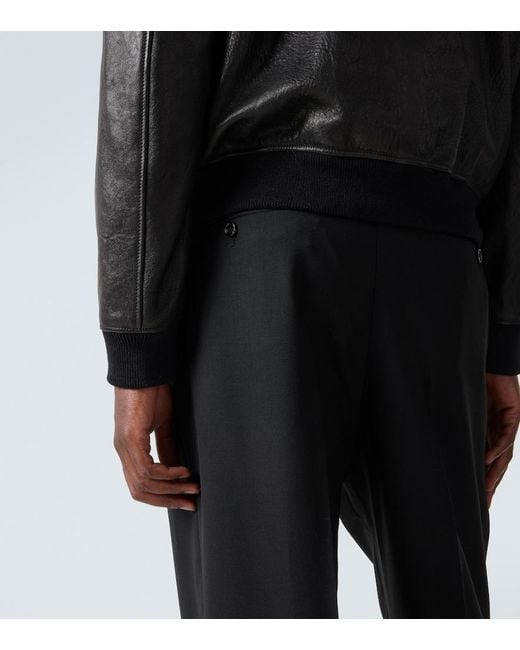 Saint Laurent Black Shearling-Collar Leather Jacket for men