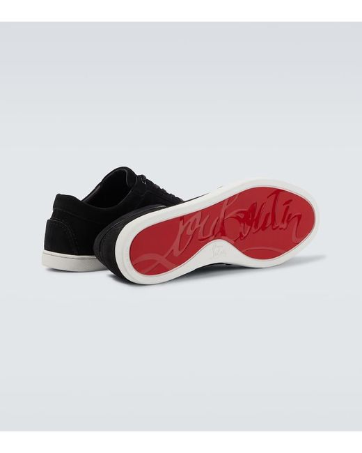 Christian Louboutin Black Chambelisneak Suede Sneakers for men