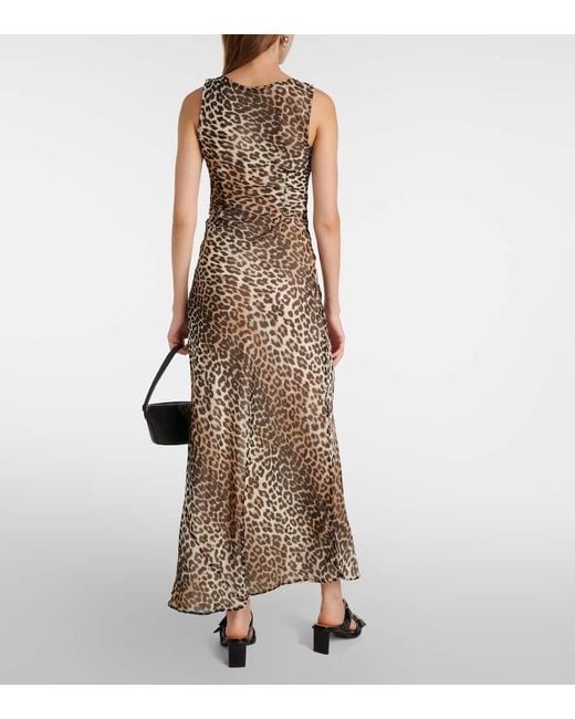 Ganni Metallic Leopard-Print Chiffon Maxi Dress