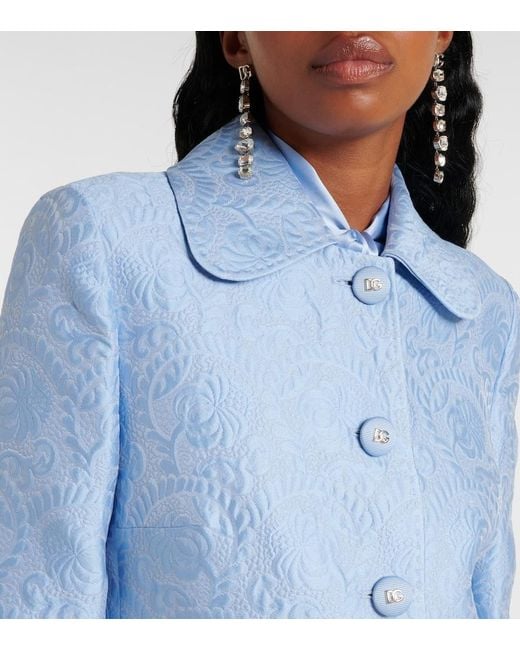 Dolce & Gabbana Blue Cotton And Silk-Blend Jacquard Jacket