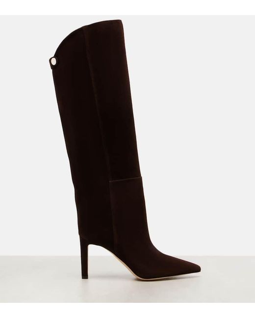 Jimmy Choo Black Alizze 85 Suede Knee-High Boots