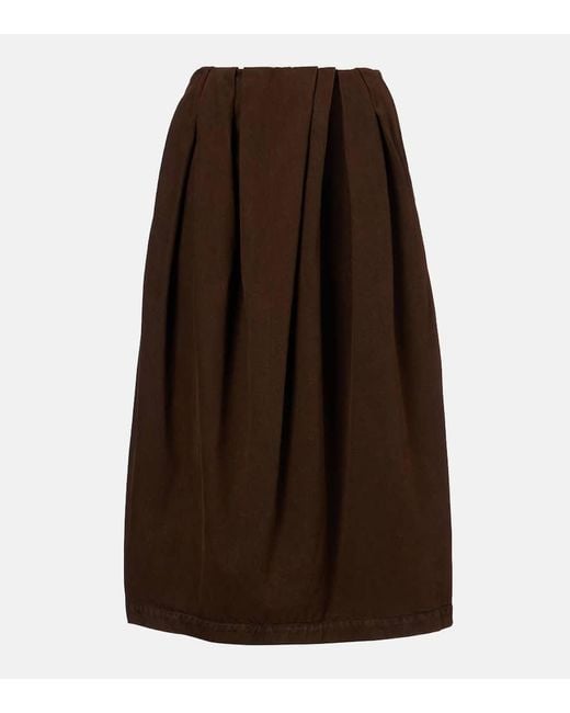 Dries Van Noten Brown Draped Denim Midi Skirt