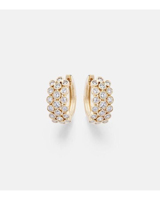 Anita Ko White 3 Row 18Kt Hoop Earrings With Diamonds