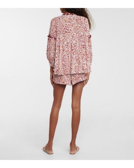 Poupette Red Clara Leopard-print Blouse
