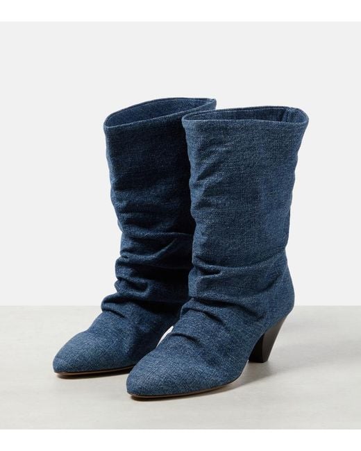 Isabel Marant Blue Reachi Denim Ankle Boots