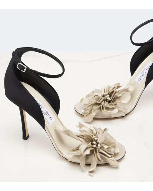 Jimmy Choo Metallic Coko Floral-Applique Sandals