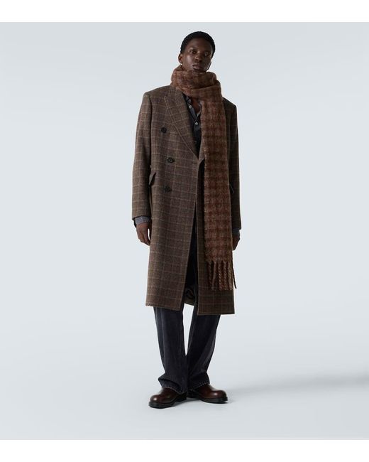 Our Legacy Brown Estate Checked Alpaca And Wool-Blend Scarf for men