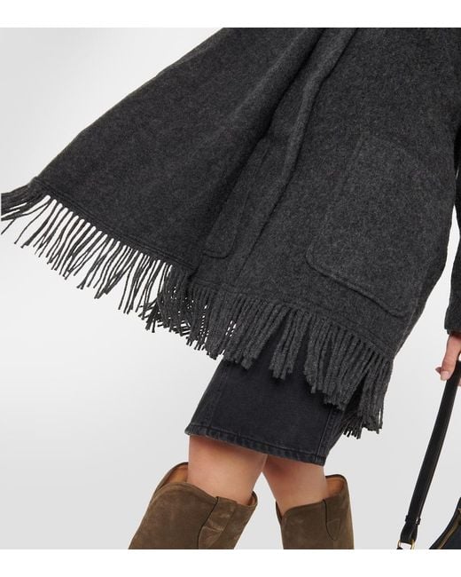 Isabel Marant Black Faty Wool-Blend Scarf Coat